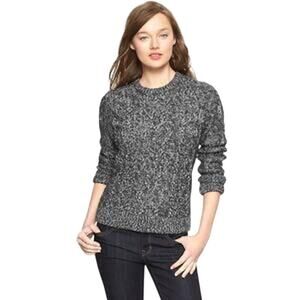 GAP 100% Cotton Black White Marbled Knit Crewneck Sweater Size S